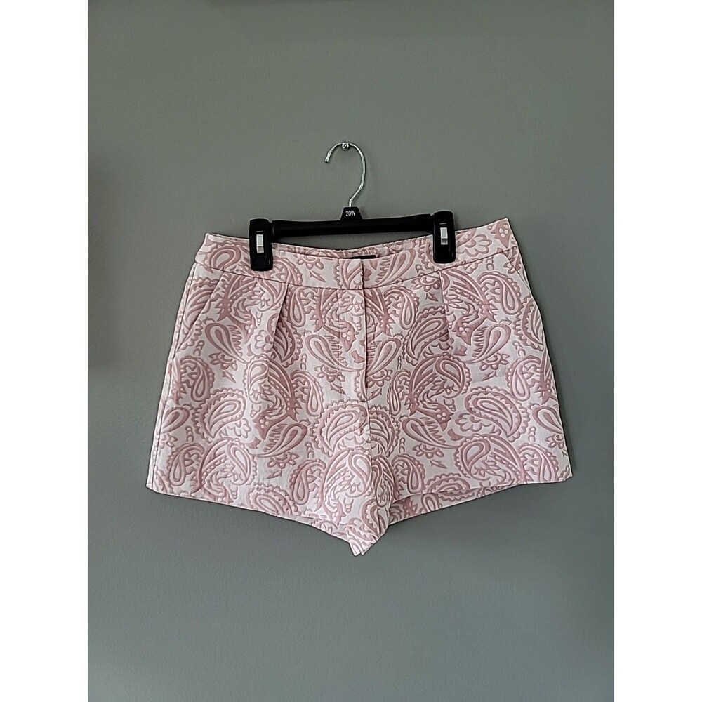 Victoria Beckham Womens Size 8 Pink And White Paisley Pleated Shorts